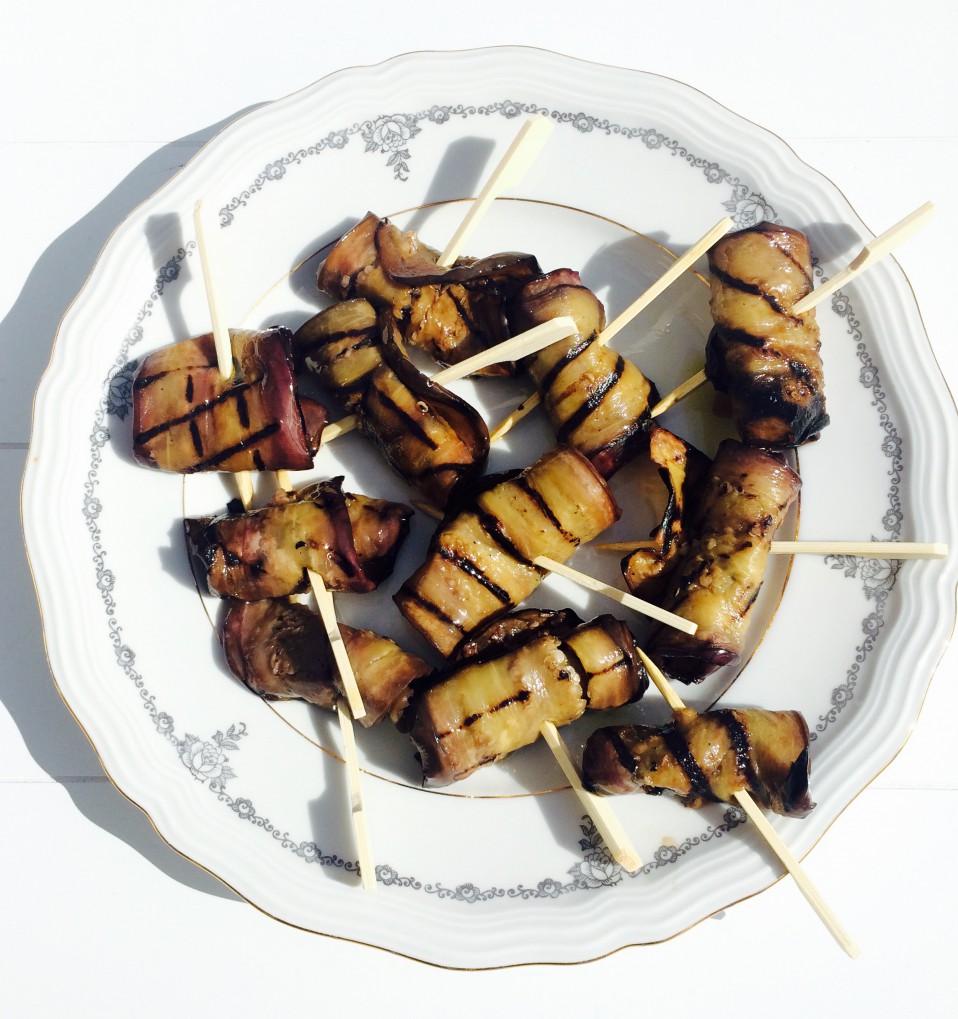 gegrilde aubergine in balsamico