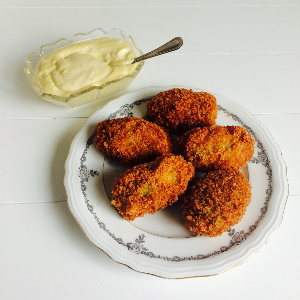 vegetarische kroketten met spinazie en ricotta