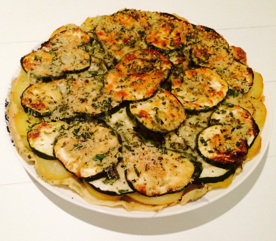 courgette-aardappeltaart met munt en parmezaan