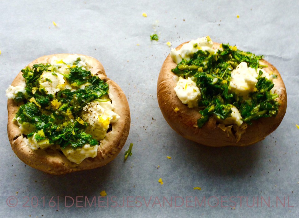 portabella met magor basilicum-munt pesto