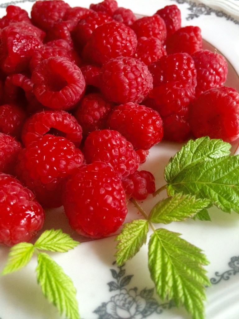 frambozen uit de tuin en in de keuken