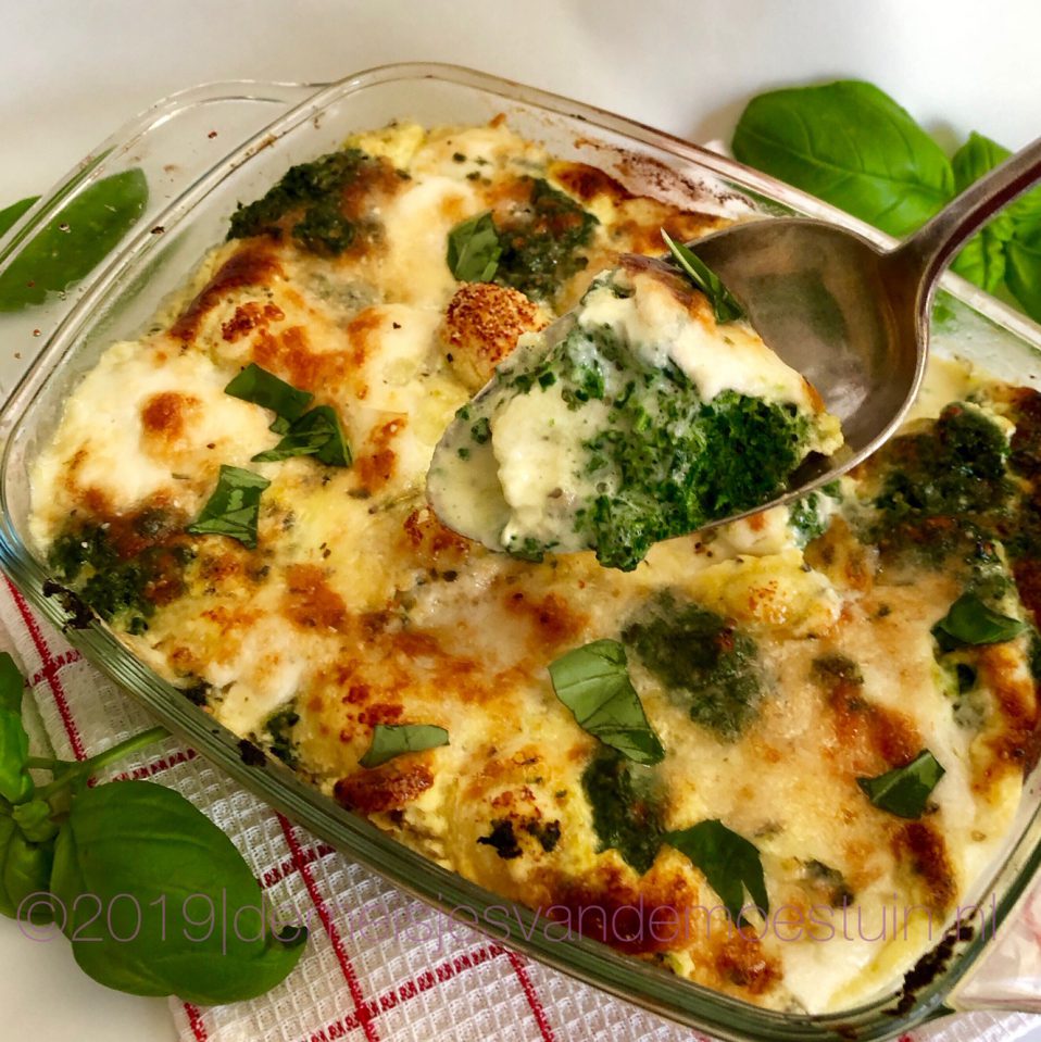 gnocchi met spinazie en basiclicum uit de oven